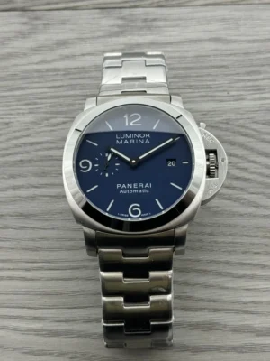 Panerai Luminor Marina Steel Watch Blue Dial Bracelet Ultimate 44MM