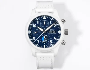 IWC Ceramic Pilot Chronograph Blue Dial White Strap Ultimate 44MM