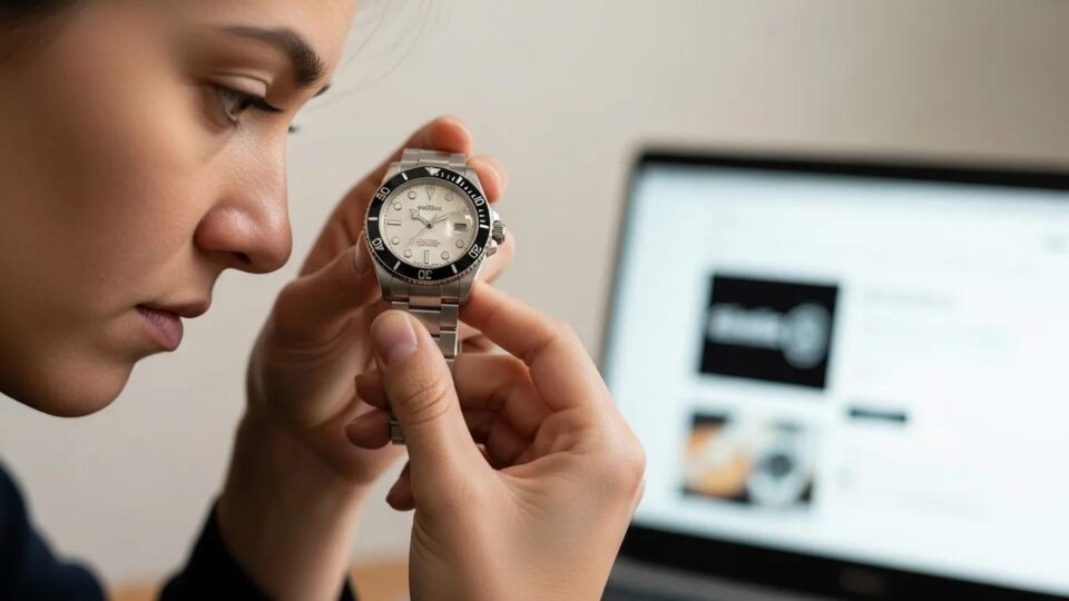 Buyer examining a replica product for chargeback understanding