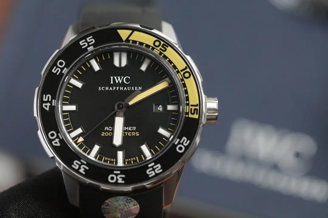IWC Aquatimer Watch Black Dial Yellow Bezel Rubber Strap Ultimate 44MM IW356802