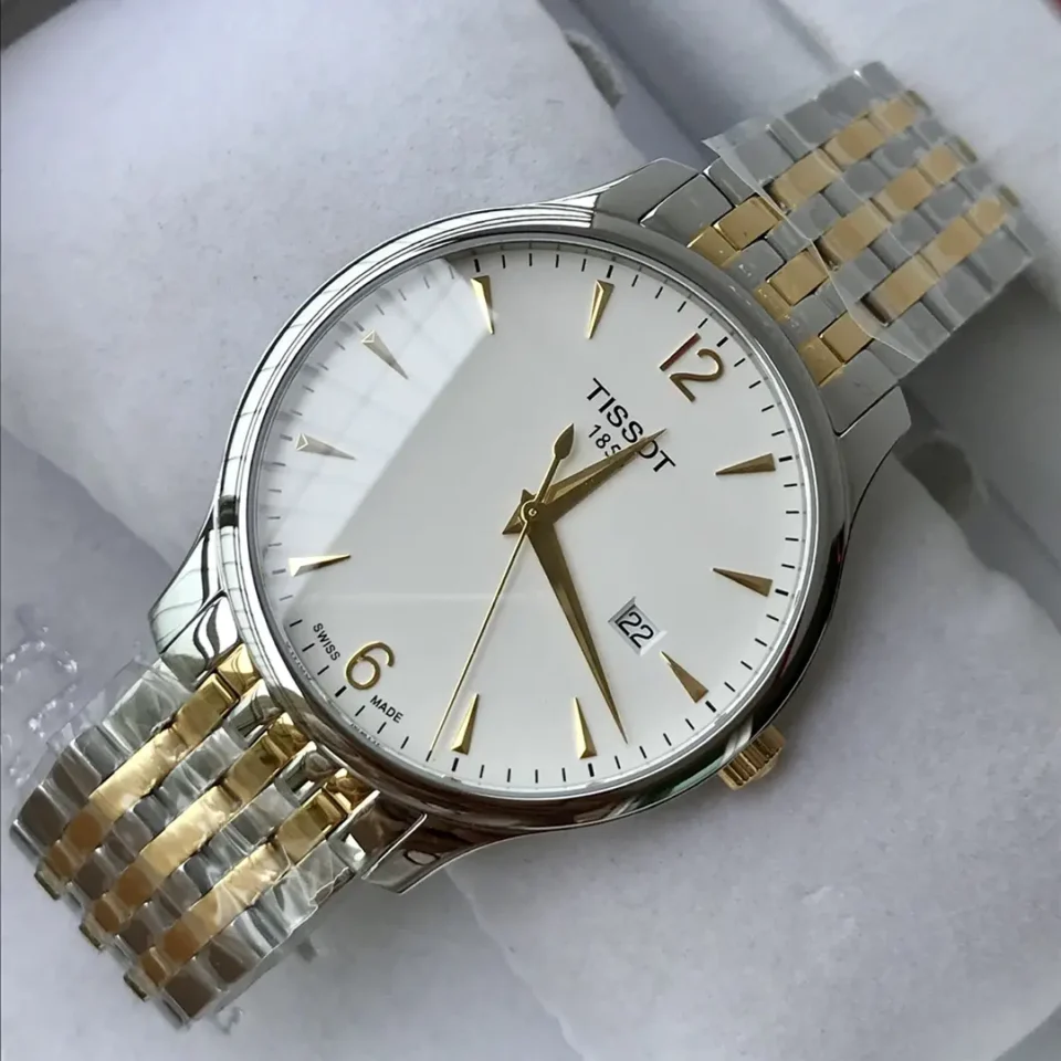 Tissot Two Tone Bracelet Watch White Dial Business Ultimate 42MM T063