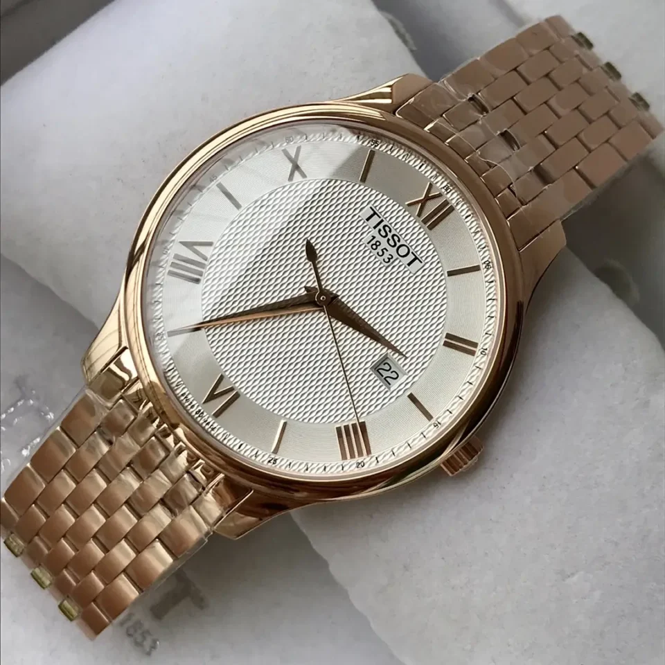 Tissot Rose Gold Bracelet Watch White Dial Business Ultimate 42MM