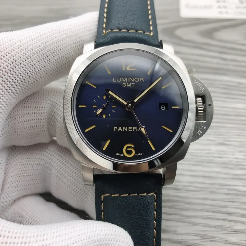 Panerai Luminor GMT Watch Blue Dial Leather Strap Ultimate 44MM