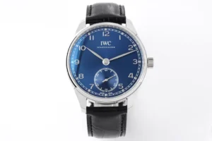 IWC Portugal Blue Dial Watch Black Leather Strap Ultimate 40MM