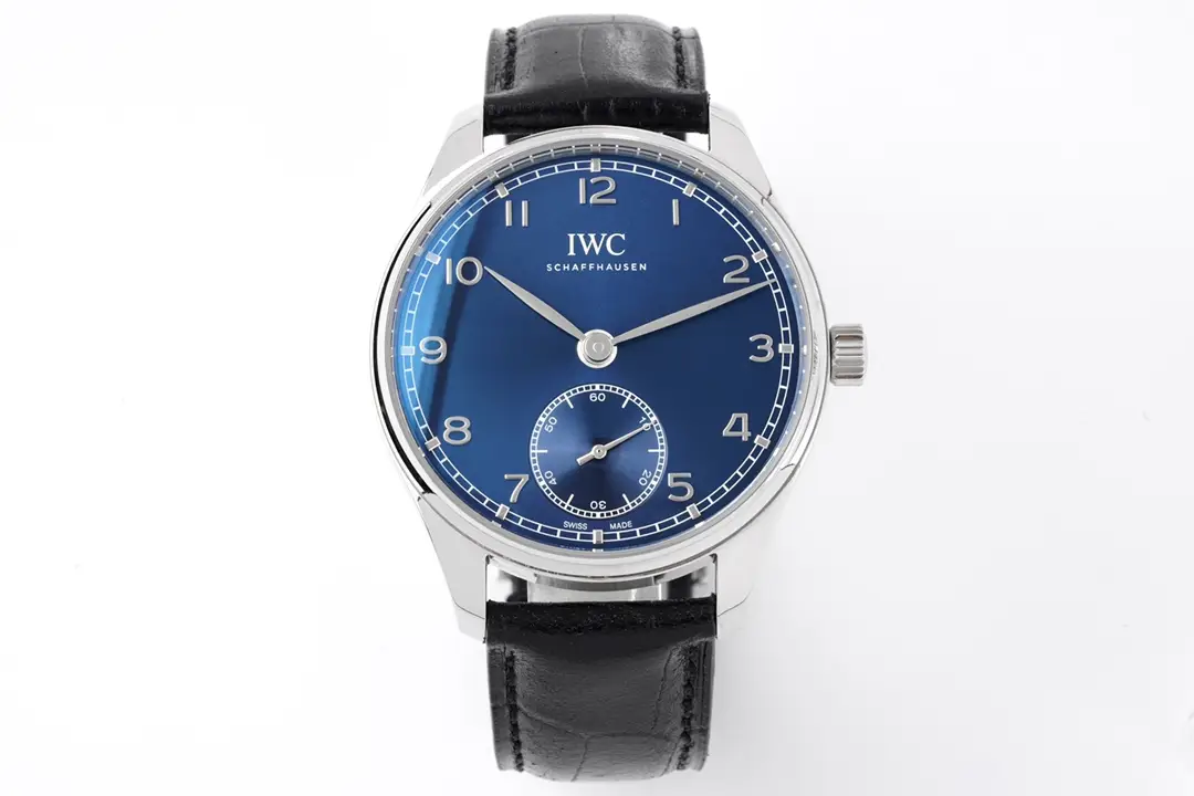 IWC Portugal Blue Dial Watch Black Leather Strap Ultimate 40MM