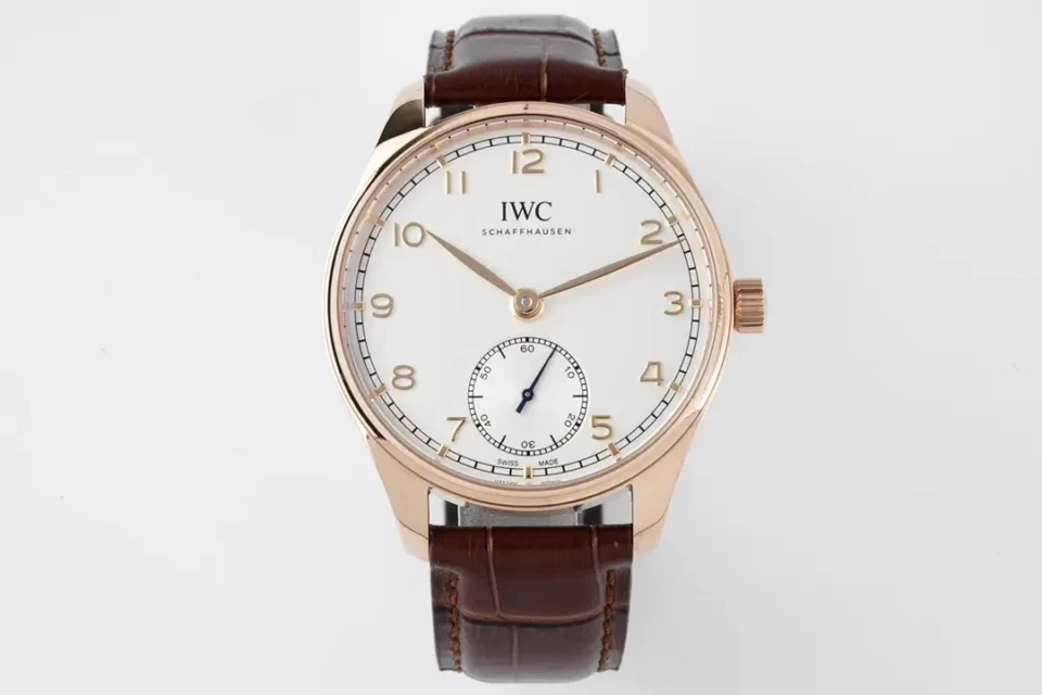 IWC Portugal 40MM Watch White Dial Rose Gold Leather Strap Ultimate IW500118