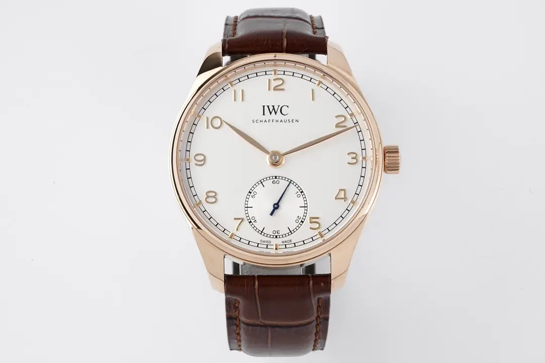 IWC Portugal 40MM Watch White Dial Rose Gold Leather Strap Ultimate IW500118