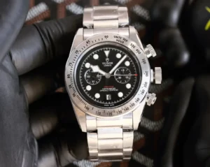 Tudor Biwan Chronograph Black Dial Steel Bracelet Premium 42MM