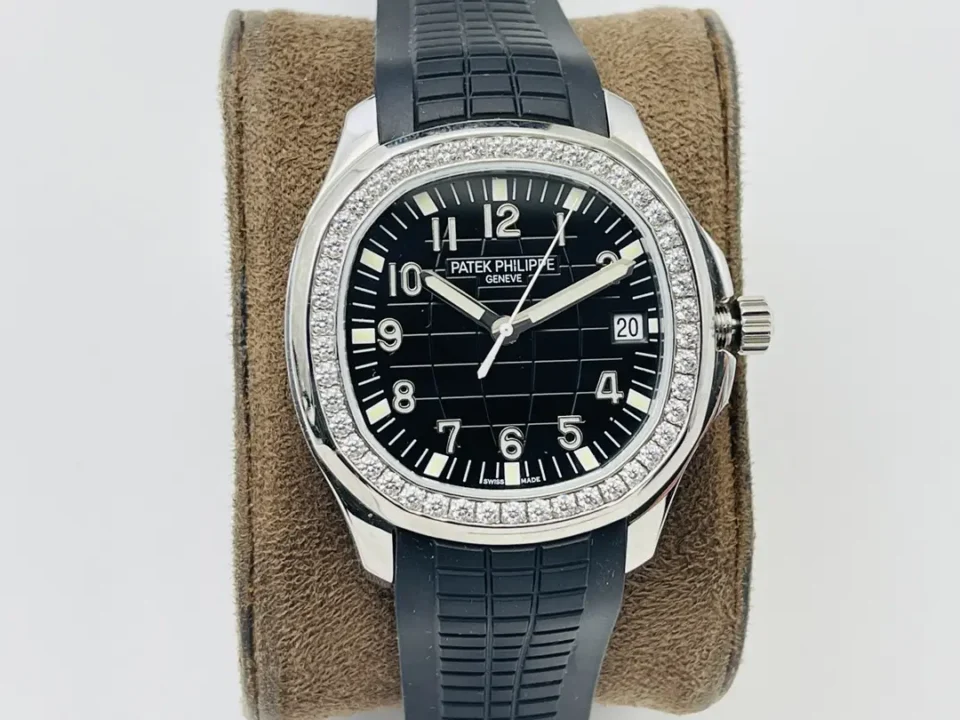 Patek Philippe Aquanaut Diamond Watch Black Dial Rubber Strap Ultimate 40MM