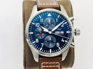 IWC Blue Brown Pilot Chronograph Blue Dial Leather Strap Ultimate 43MM