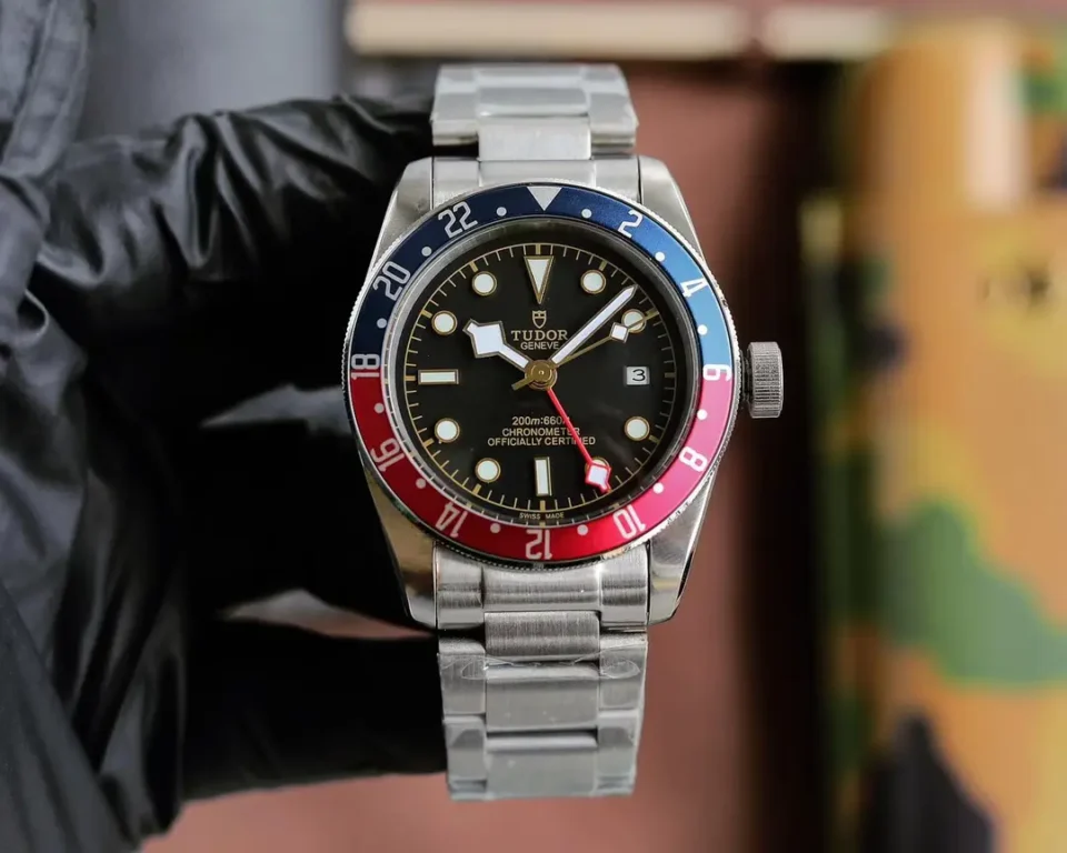 Tudor Biwan GMT Watch Black Dial Red Blue Bezel Steel Bracelet Ultimate 42MM
