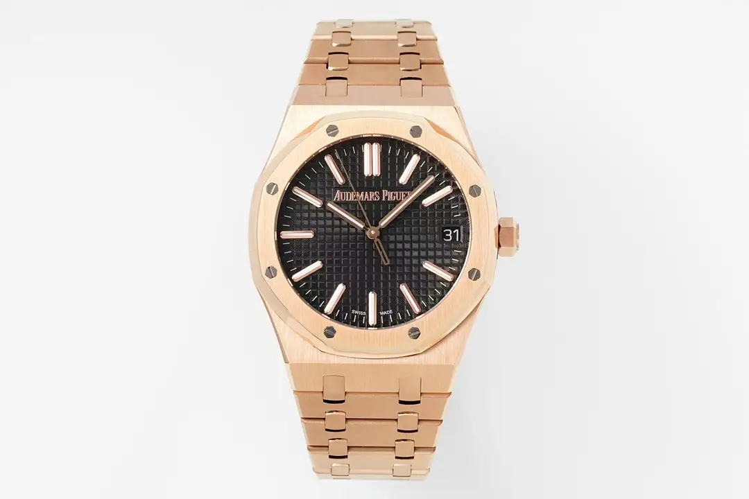 Audemars Piguet Royal Oak Rose Gold Bracelet Watch Black Dial Ultimate 41MM 15510