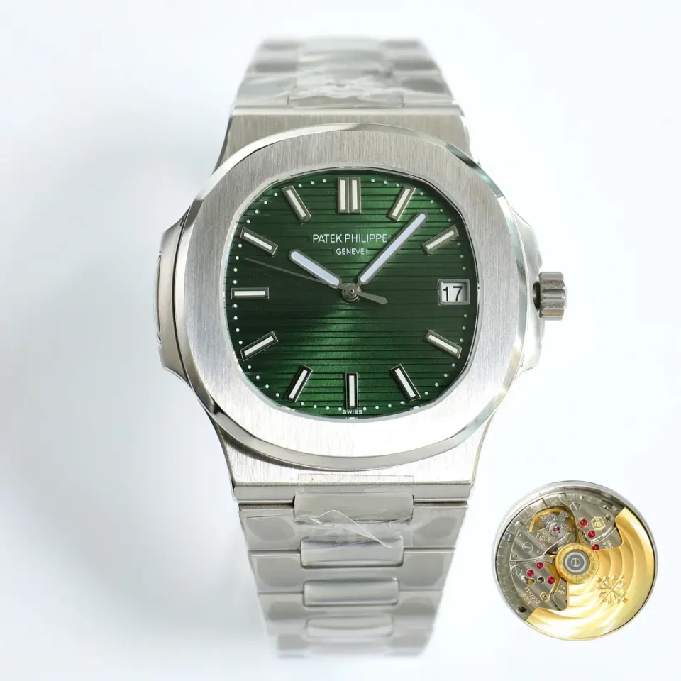 Patek Philippe Nautilus Green Dial Watch Steel Bracelet Ultimate 40MM