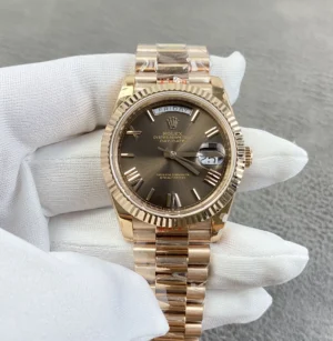 Rolex Day-Date 40mm Everose Gold Latte Roman Dial Automatic Watch RLX-DD-40-RG-LATTE-ROMAN