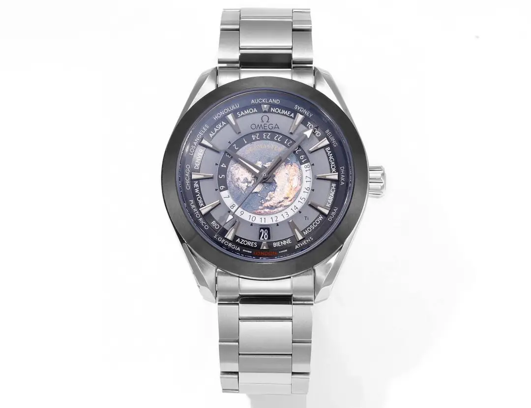 Omega Super Clone Seamaster Aqua Terra Worldtimer Blue Dial Steel Bracelet Premium 43MM