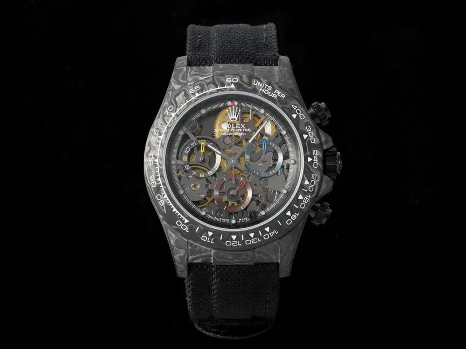 Rolex Daytona Carbon Fiber Skeleton Dial Automatic Watch RLX-DAY-CARBON-4130-SKL
