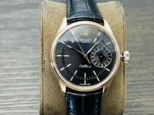Rolex Cellini Date 50515 39mm Everose Black Alligator Strap Watch 50515-0011