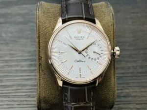 Rolex Cellini Date 50515 39mm Everose Silver Alligator Strap Watch 50515-0009