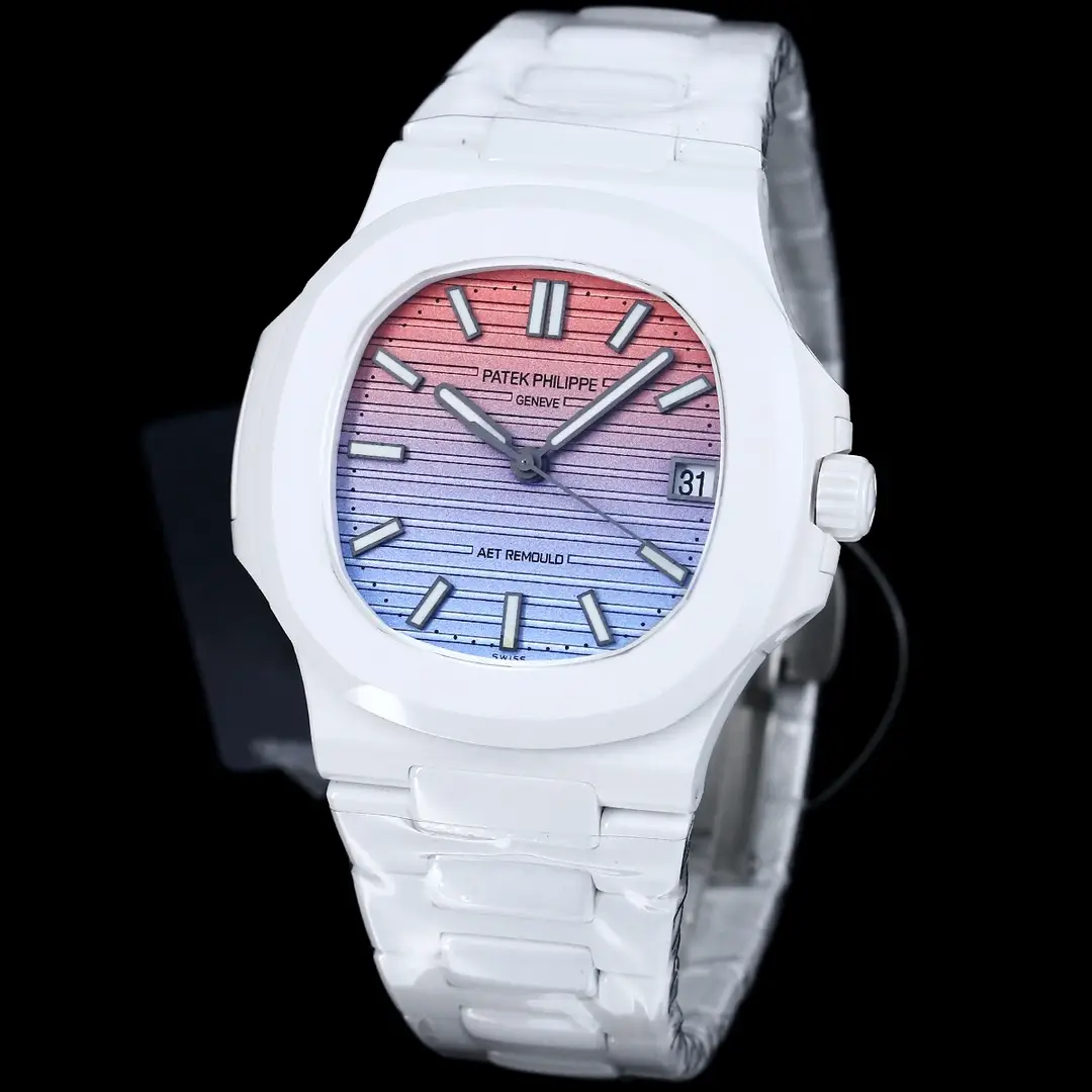 Patek Philippe Gradient Nautilus Watch White Ceramic Bracelet Ultimate 40MM