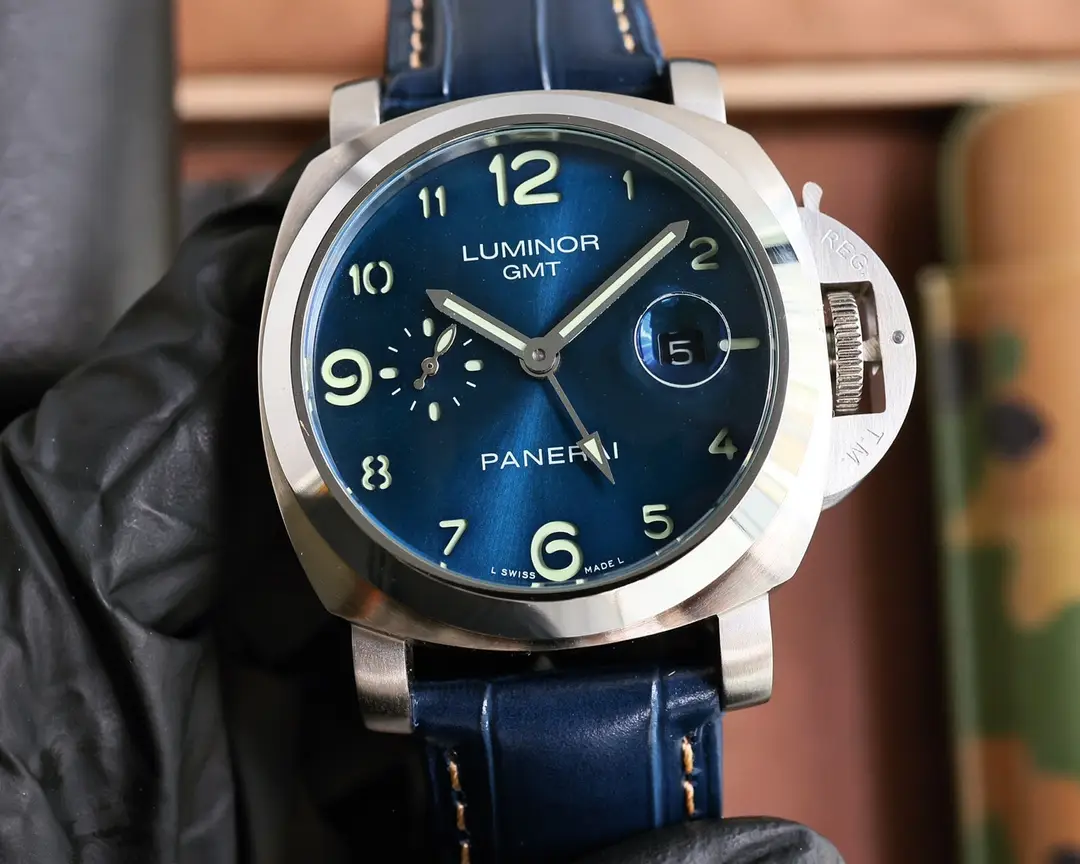 Panerai Blue Luminor GMT Watch Blue Leather Strap Ultimate 44MM