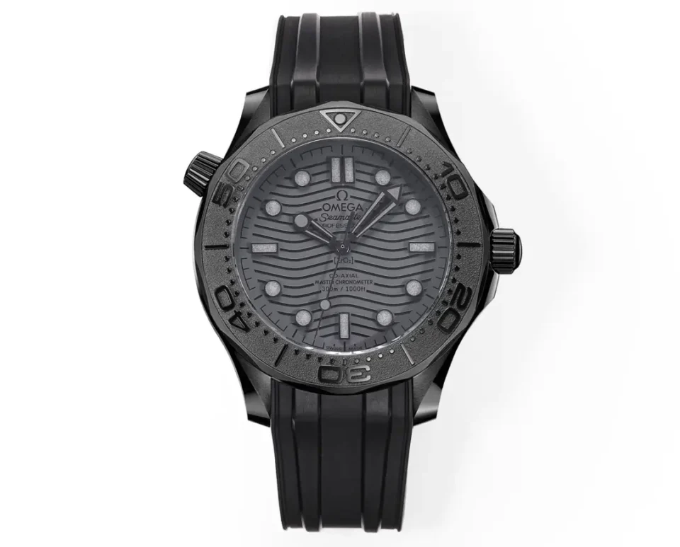 Omega Super Clone Seamaster 300M Ink Black Dial Rubber Strap Premium 43MM