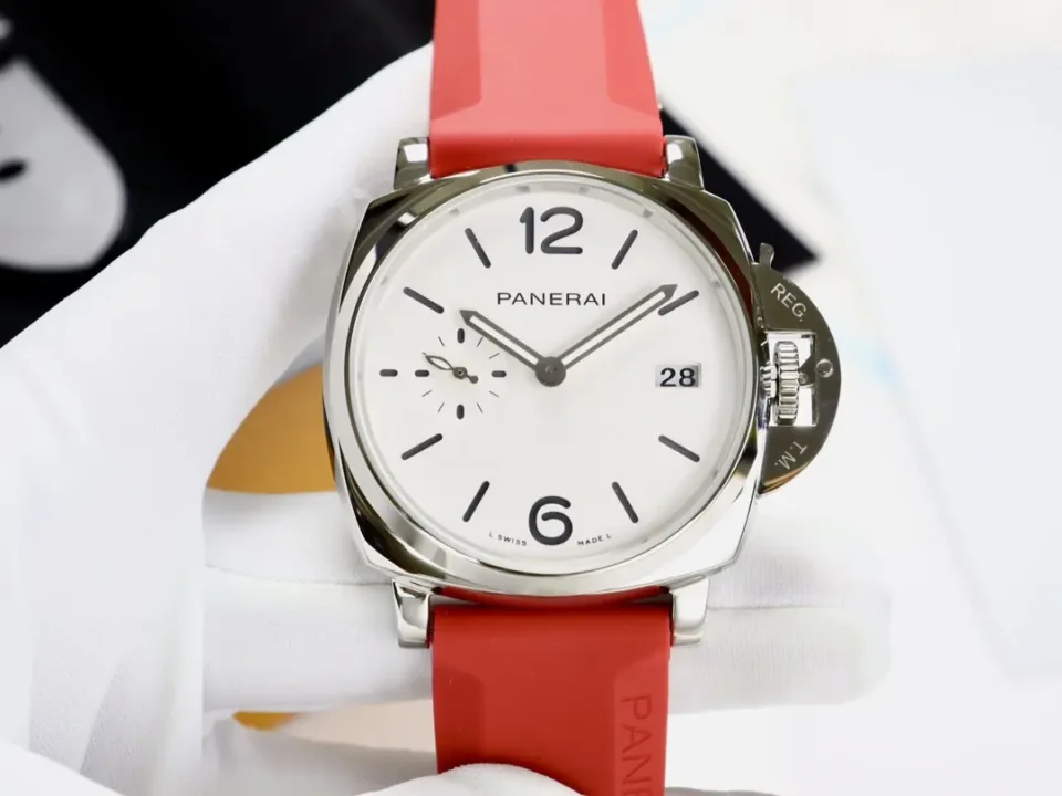 Panerai Luminor Due Watch White Dial Red Rubber Strap Ultimate 42MM