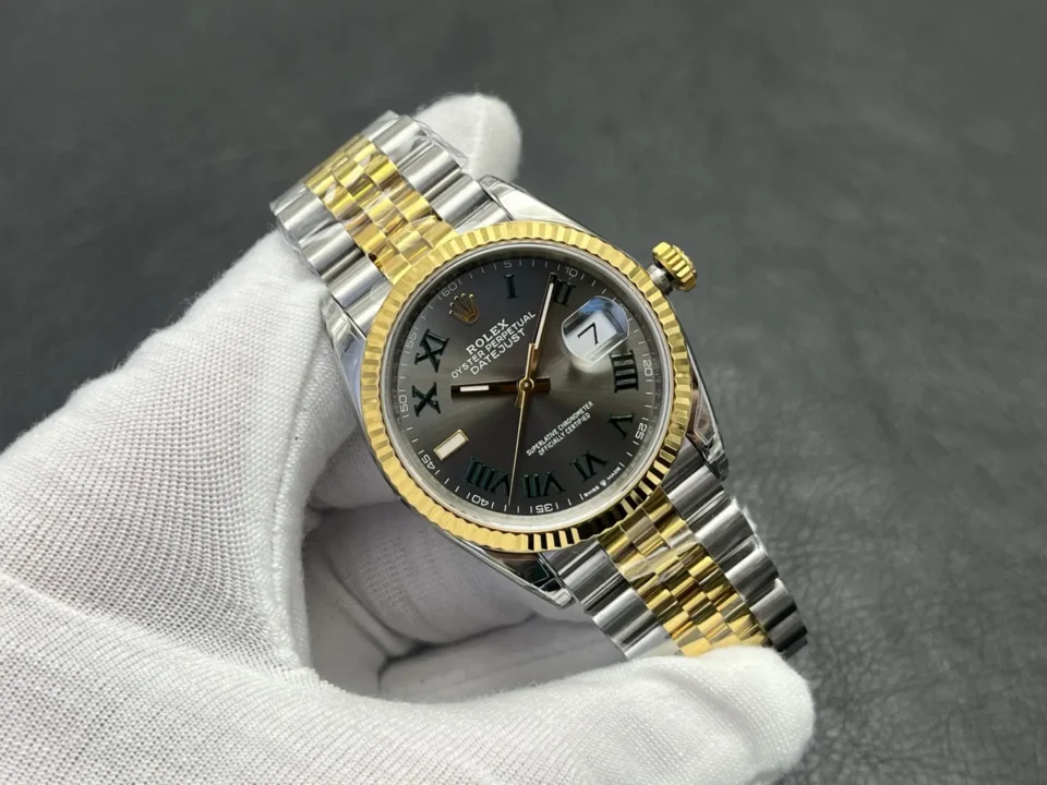 Rolex Datejust 31 Stainless Steel  Yellow Gold  Fluted  Grey Roman Jubilee 278273-0018