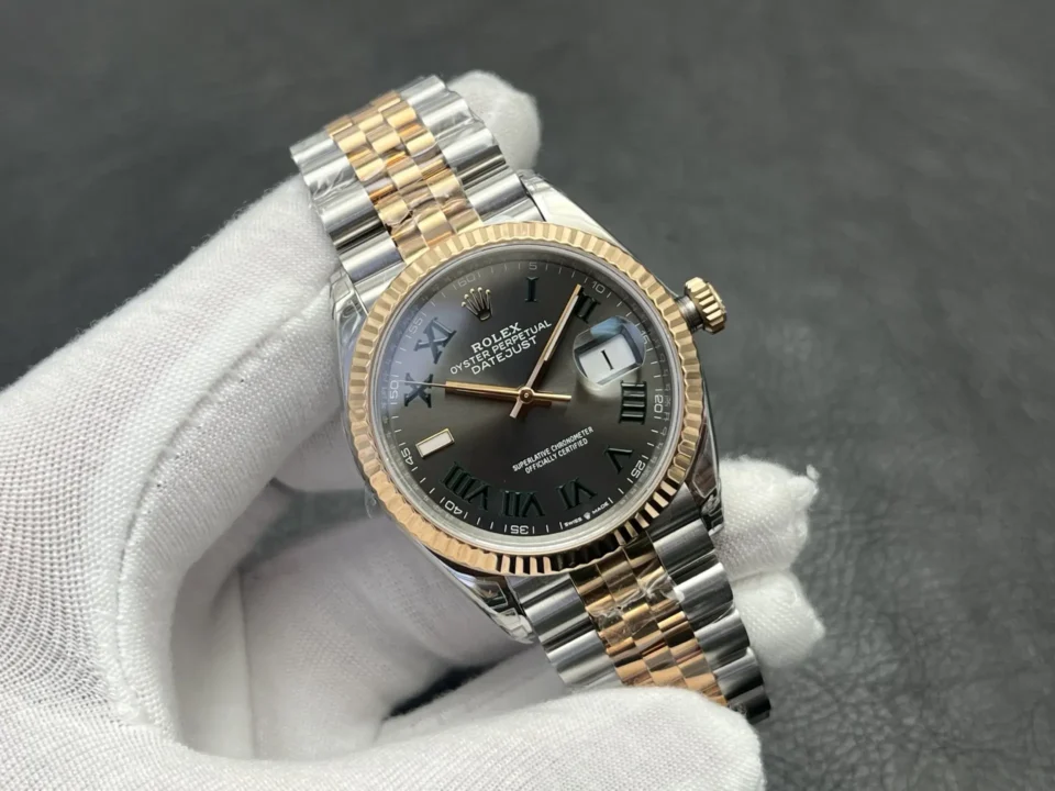 Rolex Datejust 31 Stainless Steel  Rose Gold Fluted  Grey Roman  Jubilee 278271-0030