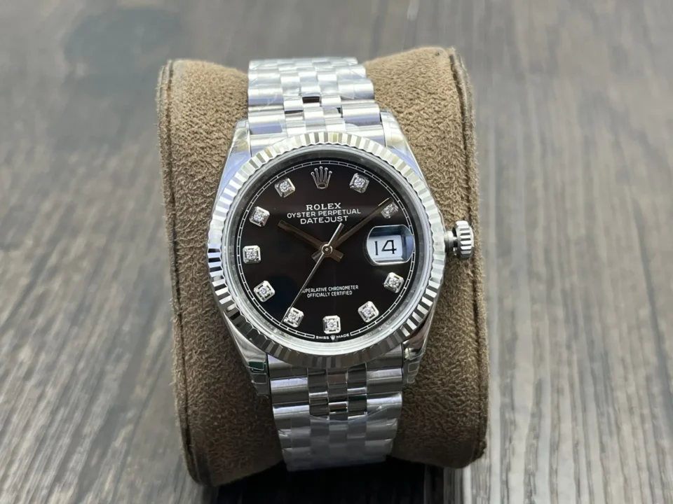Rolex Datejust 36 Stainless Steel Fluted Jubilee  Black Diamond 116234-0083
