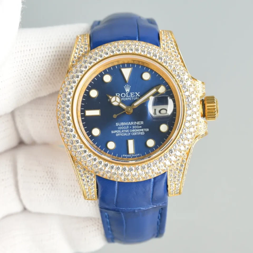 Rolex Submariner Water Ghost Gold Diamond Collection Crocodile Leather Watch RLX-SUB-WG-GOLD-DIA-LEATHER