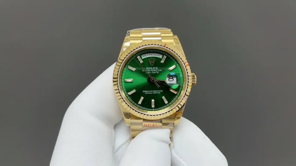 Rolex Day-Date 36 Week Calendar Green Dial Gold Automatic Watch RLX-DD-36-WKCAL-GRN
