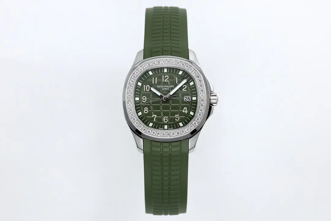 Patek Philippe Aquanaut Green Diamond Watch Rubber Strap Ultimate 38MM