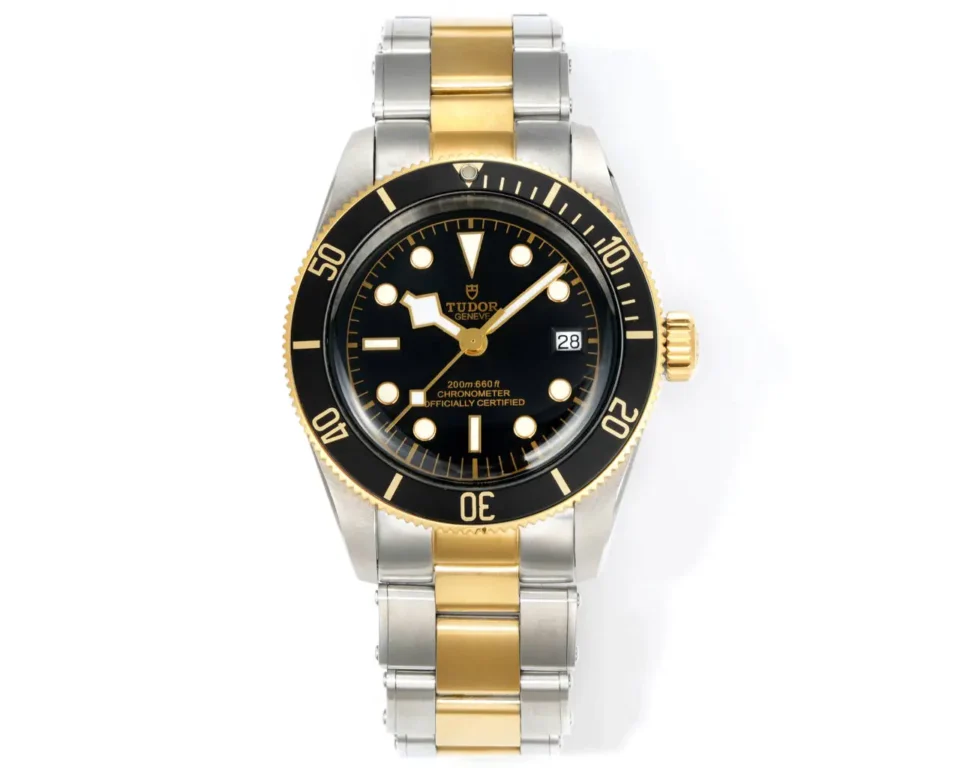 Tudor Two Tone Watch Black Dial Gold Steel Bracelet Premium 41MM