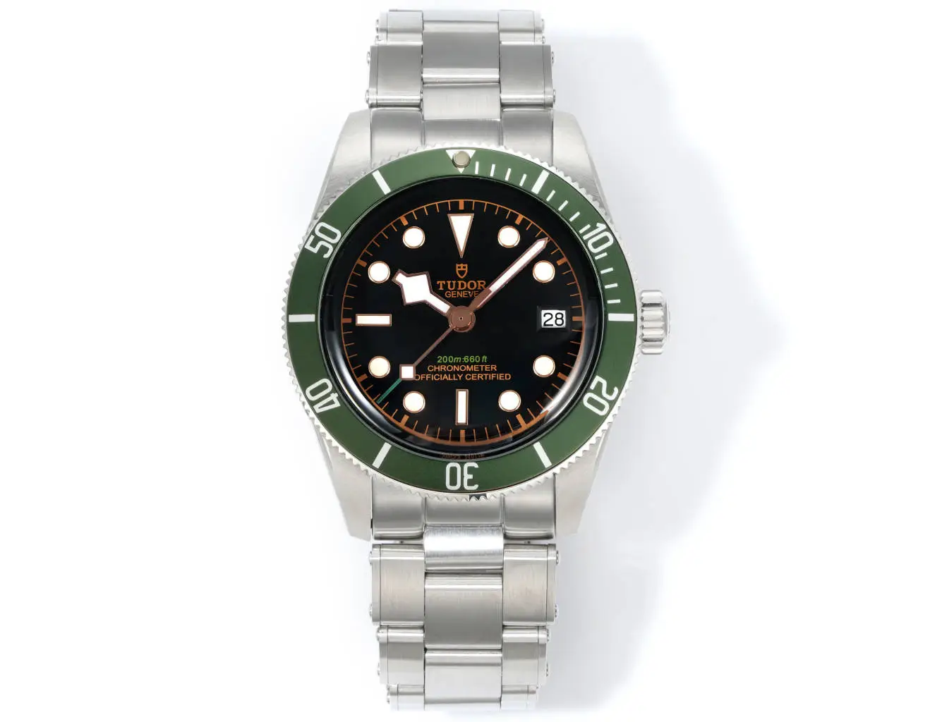 Tudor R28 Biwan Green Bezel Black Dial Five-Link Bracelet Premium 41MM TUD-R28-GRN-STL-41
