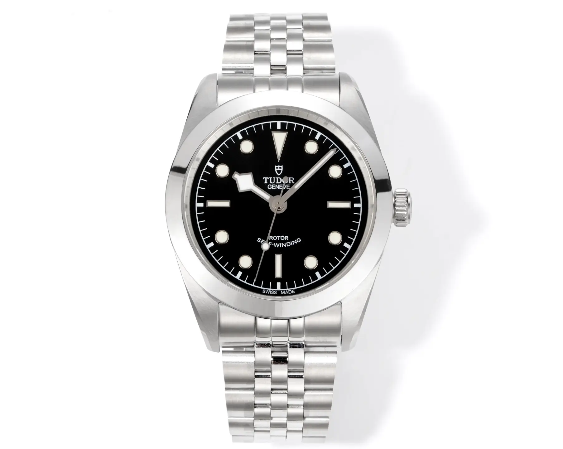 Tudor 3T Black Dial Watch Five-Link Steel Bracelet Premium 39MM