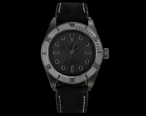 Tudor Black Warrior Watch Matte Black Leather Strap Ultimate 41MM