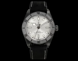 Tudor White Warrior Watch White Dial Black Leather Strap Ultimate 41MM