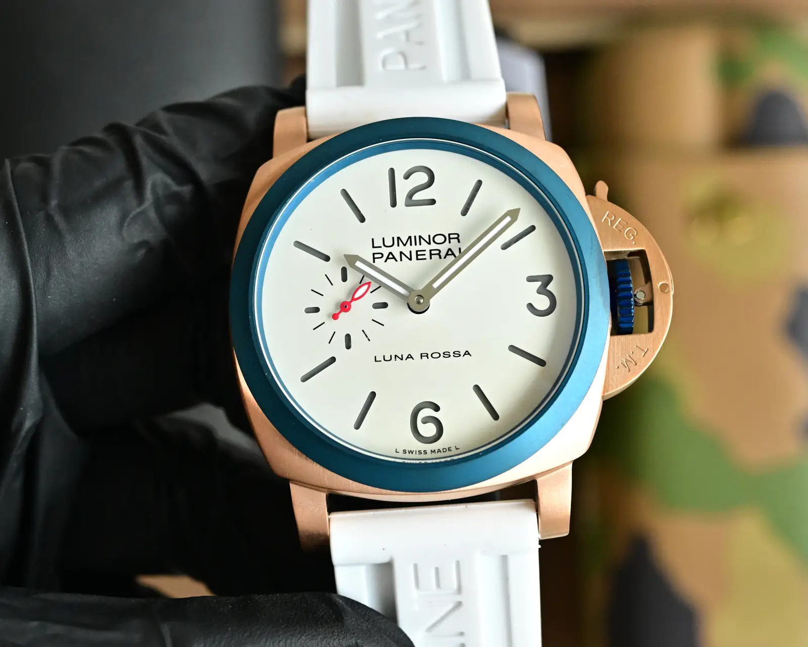 Panerai Luna Rossa White Watch White Rubber Strap Ultimate 44MM