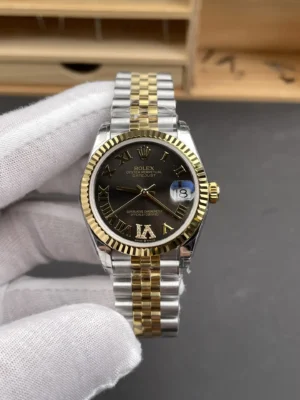 Rolex Datejust 31mm Gold Grey Roman Dial Automatic Watch