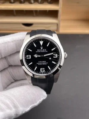 Rolex Explorer 214270 39mm Stainless Steeltainless Steel Case Black Dial Black Rubber Strap RL-EX-400-SS-BK-RB-3230