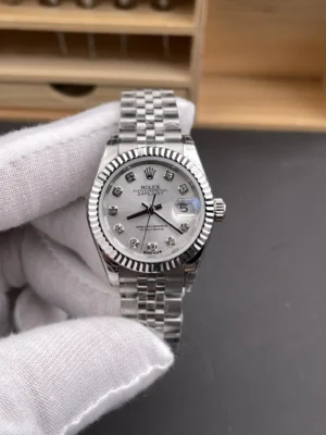 Rolex Datejust 28mm Silver Diamond Dial Automatic Watch