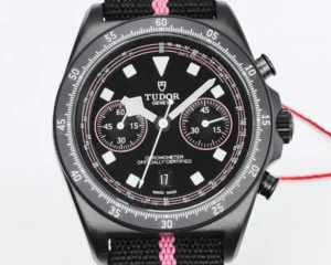 Tudor FXD Chronograph Black Dial Pink Stripe Fabric Strap Premium 43MM TUD-FXD-PNK-43