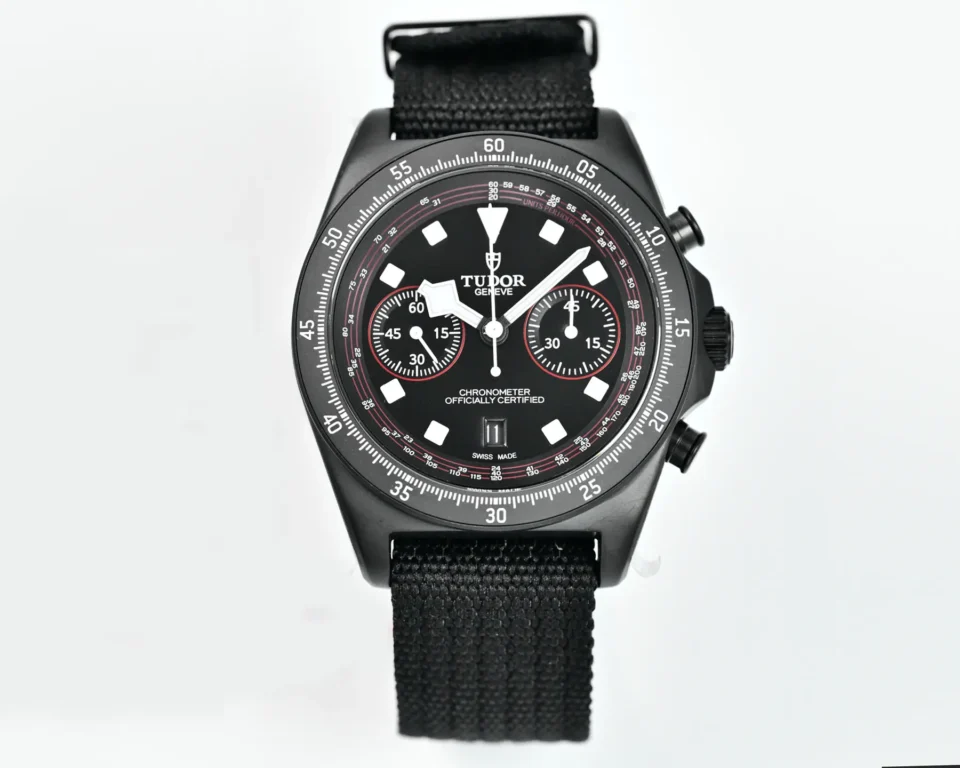 Tudor FXD Chronograph Super Clone Black Dial Black Strap Premium 43MM