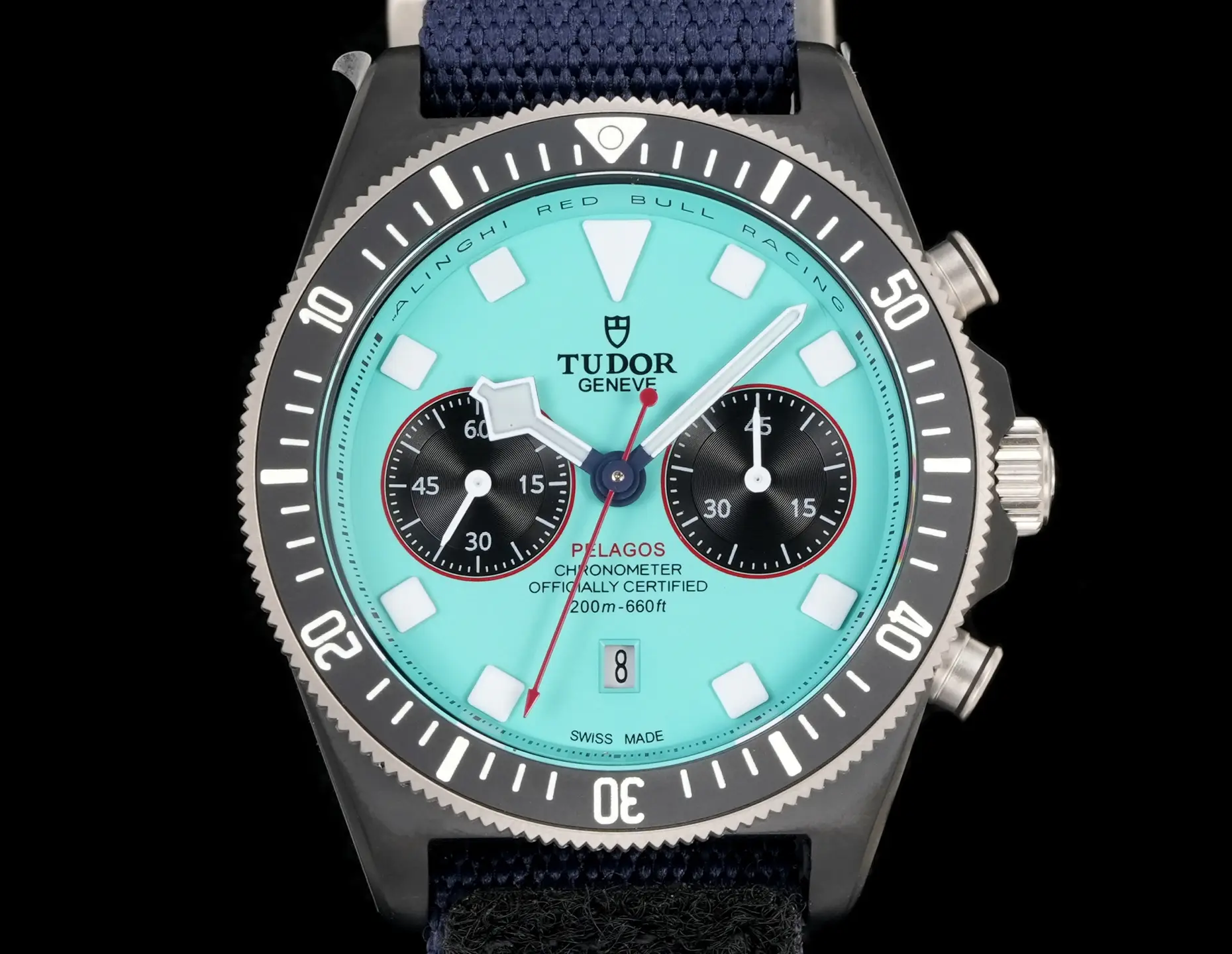 Tudor Pelagos Chronograph Turquoise Dial Navy Fabric Strap Premium 43MM M25807KN-0001