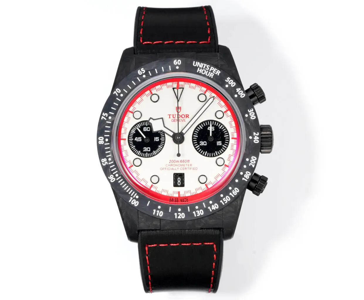Tudor R29 Biwan Red Accent Chronograph Black Strap Premium 42MM M7937KN-0001