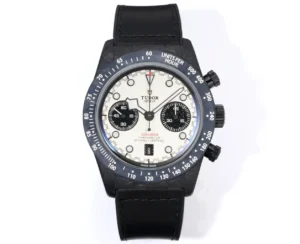 Tudor Chronograph Watch White Dial Black Subdial Carbon Case Strap Premium 42MM M7937KN-0001