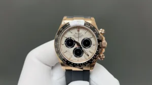 Rolex Daytona Meteorite Oysterflex Replica 40MM Gold-Style Black Ceramic Bezel