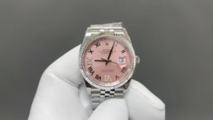 Rolex Datejust 36 126234 Pink Roman Diamond Dial Fluted Bezel Jubilee Bracelet Watch 126234-0031
