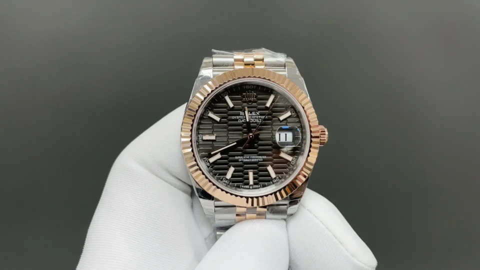 Rolex Datejust 36 126231 Slate Dial Everose Fluted Bezel Jubilee Bracelet Watch 126231-0013