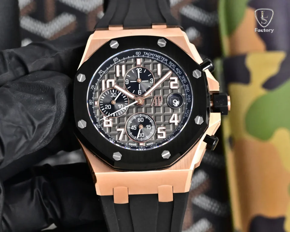 Audemars Piguet Royal Oak Offshore Rose Gold Watch Rubber Strap Ultimate 42MM 26470
